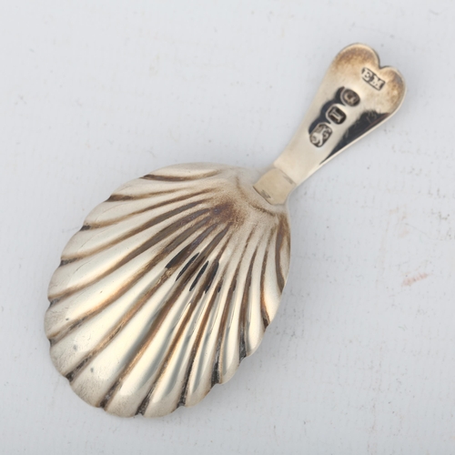 1478 - A George III silver tea caddy spoon, Edward Mayfield, London 1804, shell bowl with heart-shaped hand... 