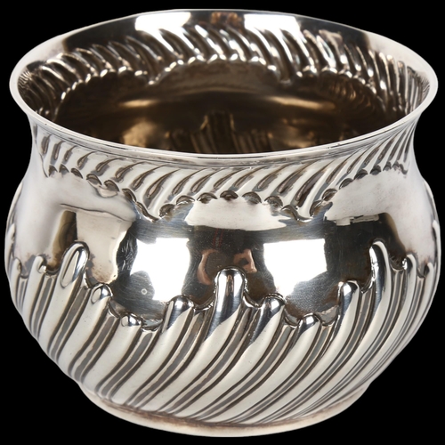 1483 - A Victorian silver sugar bowl, Charles Stuart Harris, London 1882, circular bulbous form with half f... 