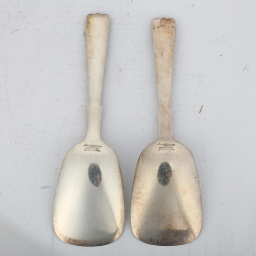 1494 - HANS HANSEN - a pair of Danish modernist sterling silver tea caddy spoons, length 12cm