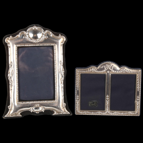 1499 - 2 Elizabeth II silver-fronted photo frames, largest overall 21cm (2)