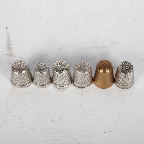 1508 - A group of 6 thimbles, including 9ct gold example, 5.8g (6)