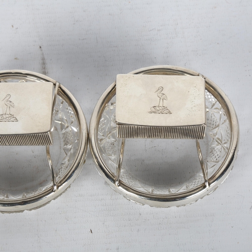 1519 - A pair of late Victorian silver-mounted glass combination Vesta case/ashtrays, Saunders & Shepherd, ... 