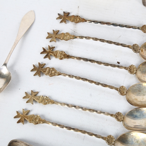 1531 - Various silver, including set of 6 Maltese teaspoons, 4.2oz weighable