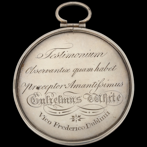 1541 - A 19th century unmarked silver presentation medal to John Lloyd, dated 1826, diameter 6cm