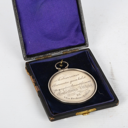 1541 - A 19th century unmarked silver presentation medal to John Lloyd, dated 1826, diameter 6cm