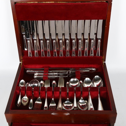 1548 - An Elizabeth II silver 'Art Deco' pattern canteen of cutlery for 12 people, Frank Cobb & Co, Sheffie... 