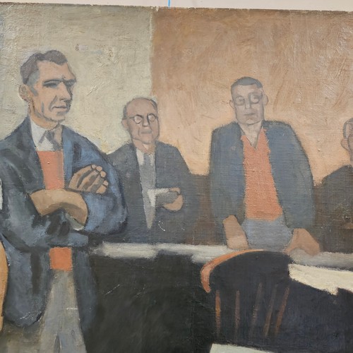 519 - John Melville (1902 - 1986), initiation ceremony, Aston Villa Branch 1953, oil on canvas, signed and... 