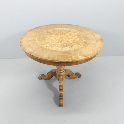 2036 - A 19th century Italian Sorrento parquetry circular topped occasional table, circa 1880, with satinwo... 