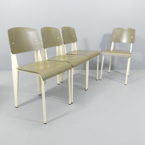 2037 - JEAN PROUVE - A set of four Vitra Standard SP chairs, olive seat on ecru base, with maker's labels a... 