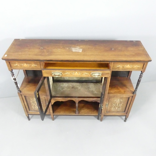 2134 - A Victorian rosewood and satinwood strung sideboard in the manner of Maple & Co., with inlaid ivory ... 