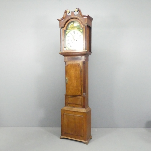 2136 - JOHN ELLEBY'S, ASHBOURN - A 19th century 8-day oak and mahogany cased long case clock, the 13 inch h... 