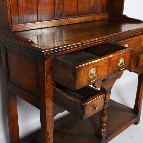 2149 - A Titchmarsh and Goodwin small oak dresser, with 2 large and 3 small drawers in base, height 158cm, ... 