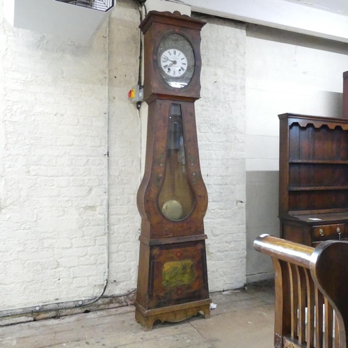 2150 - L VENTRILLARD a MORTAIN - A 19th century pine cased Comptoise clock, with enamelled dial and all ove... 