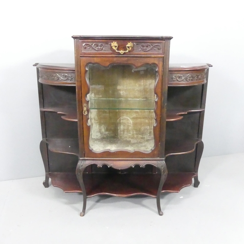 2154 - An early 20th century mahogany bow-front display cabinet, with single frieze drawer above glazed doo... 