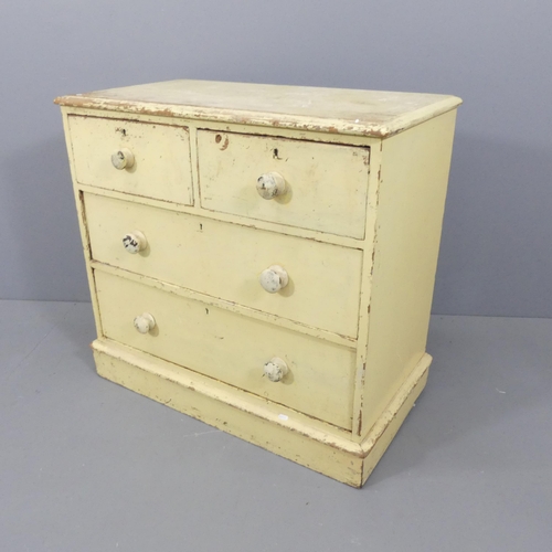 2160 - A Victorian painted pine chest of two short and two long drawers. 91x86x50cm.