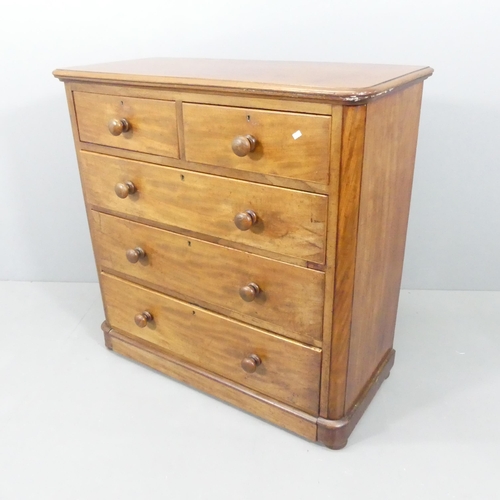 2163 - A Victorian mahogany chest of two short and three long drawers. 105x104x52cm.