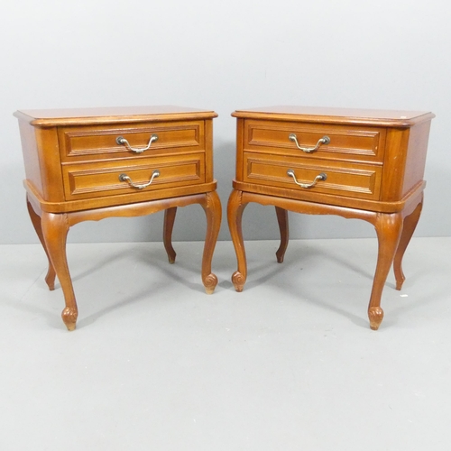 2164 - A pair of French oak two-drawer bedside chests. 53x59x34cm.