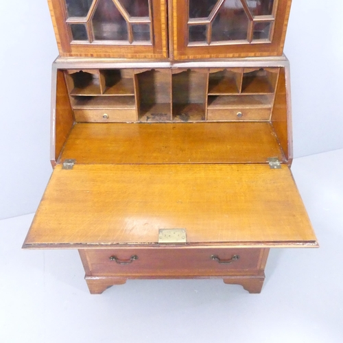 2165 - An Edwardian mahogany two-section bureau bookcase. 77x200x46cm.