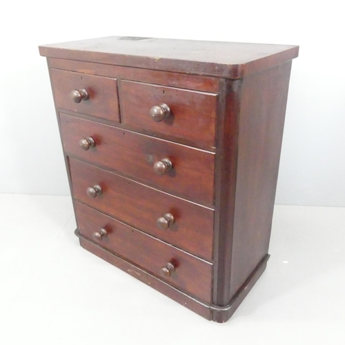 2168 - A Victorian stained pine chest of two short and three long drawers. 97x105x51cm.