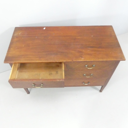 2170 - An Edwardian mahogany and satinwood strung washstand, with two short and two long drawers and raised... 