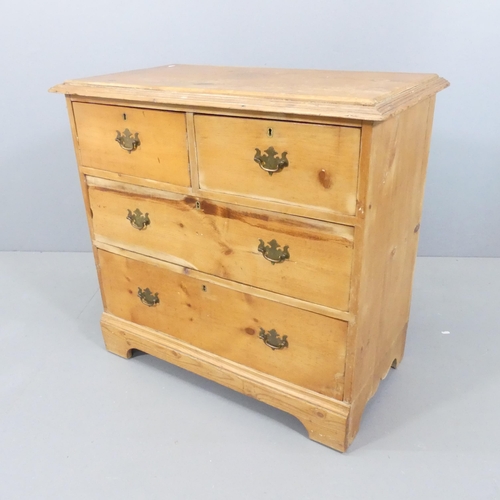 2180 - An antique pine chest of two short and two long drawers. 87x81x46cm.