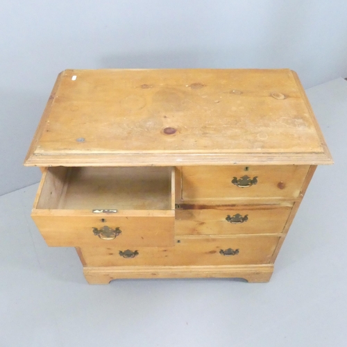 2180 - An antique pine chest of two short and two long drawers. 87x81x46cm.