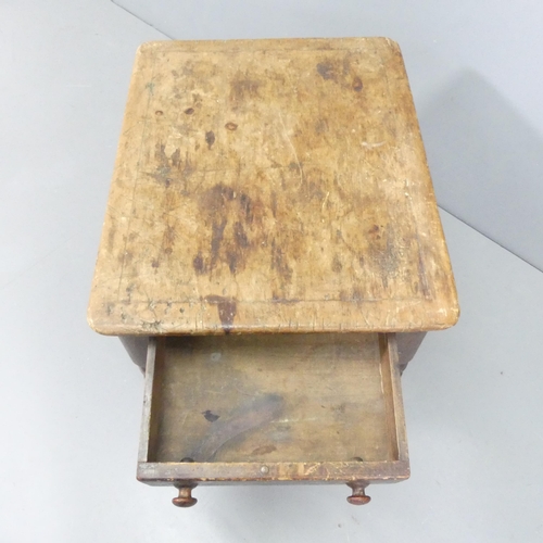 2206 - An antique pine rectangular low side table with end frieze drawer. 61x51x49cm.