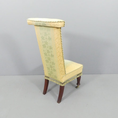 2208 - A French mahogany and upholstered prayer chair.