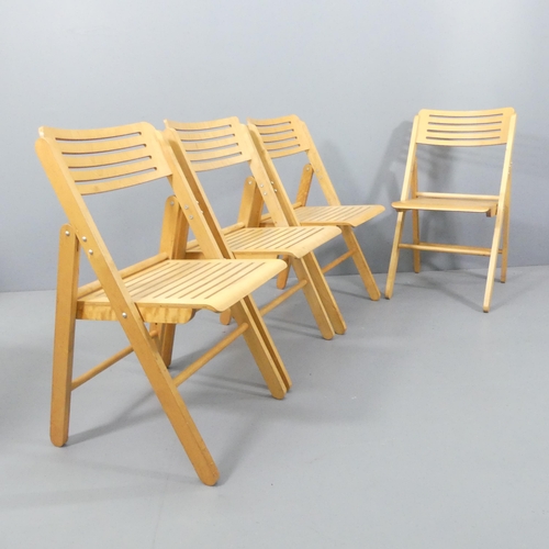 2052 - A set of four Scandinavian mid-century style bent ply folding chairs.