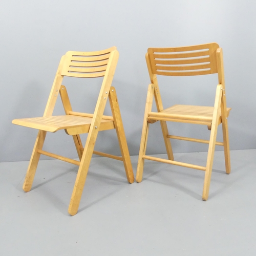 2052 - A set of four Scandinavian mid-century style bent ply folding chairs.