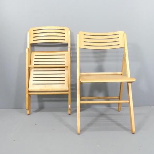 2052 - A set of four Scandinavian mid-century style bent ply folding chairs.