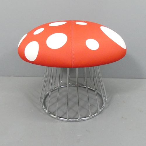 A Boss Design Group Magic stool in the form of a toadstool mushroom, with maker's labels to original fabric. Current RRP ca. £700 in plain fabric. 55x50cm. WITH THE OPTION TO PURCHASE THE FOLLOWING LOT.