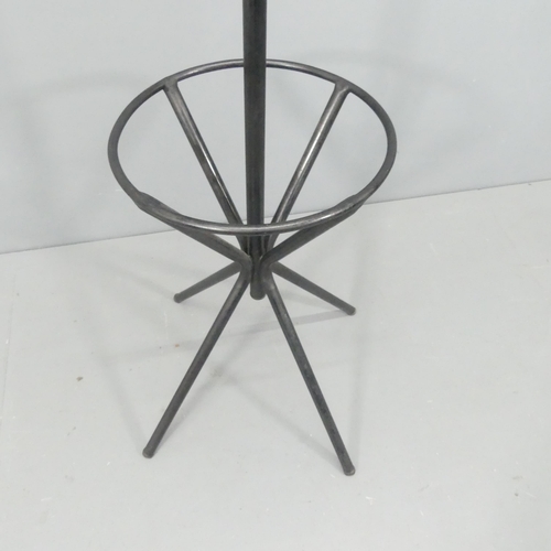 2058 - A mid-century atomic hat and coat stand in the manner of Roger Feraud, with wooden ball ends on tubu... 