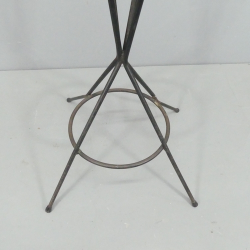 2059 - A mid-century atomic hat and coat stand in the manner of Roger Feraud, with wooden ball ends on wrou... 