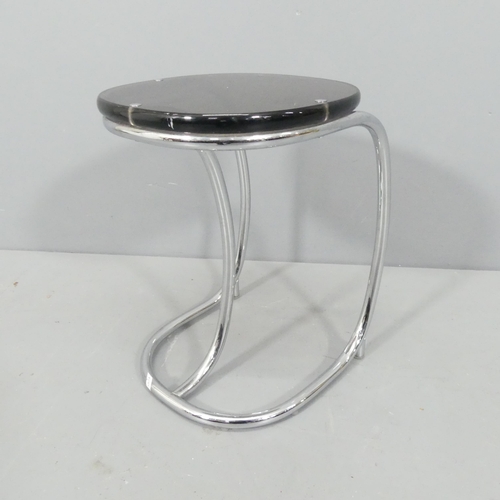 2075 - A 1970s tubular chrome and acrylic side table. 27x36cm.