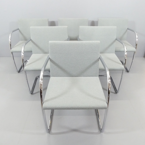 2091 - MIES VAN DER ROHE - A set of 6 Knoll Studio BRNO tubular steel cantilever armchairs in original grey... 