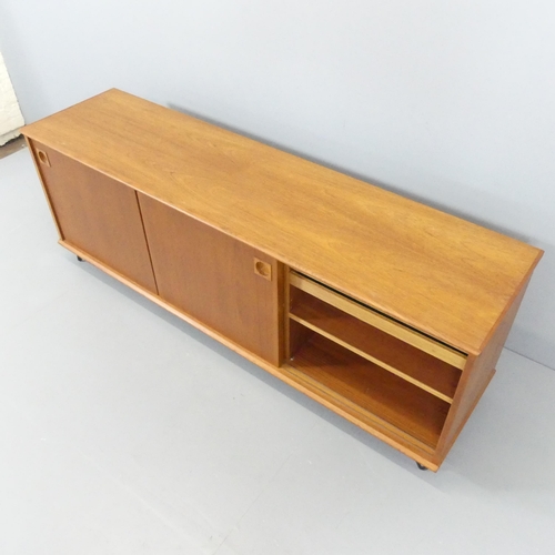 2095 - DYRLUND - A mid-century Danish teak sideboard, with three sliding doors and maker's label to back. 1... 