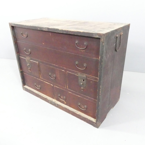 2228 - An antique kiriwood Tansu chest of two long and six long drawers. 88x66x41cm.