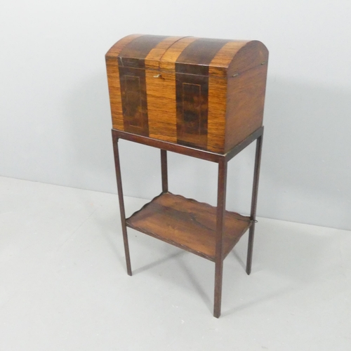 2234 - A Georgian mahogany and rosewood two-tier cellarette. 42x92x29cm