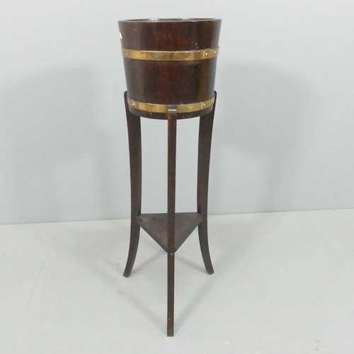 2235 - A coopered oak jardiniere, impressed Lister to base. 26x91cm.