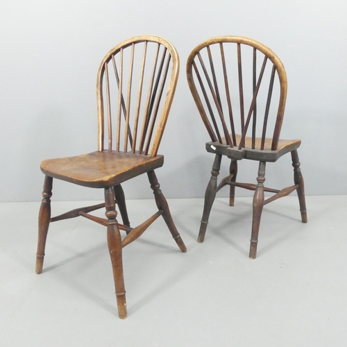 2248 - A matched set of five antique hoop-back and elm seated kitchen chairs.