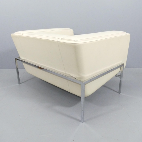 2097 - EERO SAARINEN, a pair of mid-century design leather lounge chairs on chrome steel base, made in Ital... 