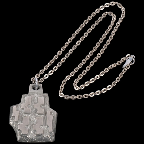 1058 - STIGBERT - a large Swedish pewter brutalist abstract pendant necklace