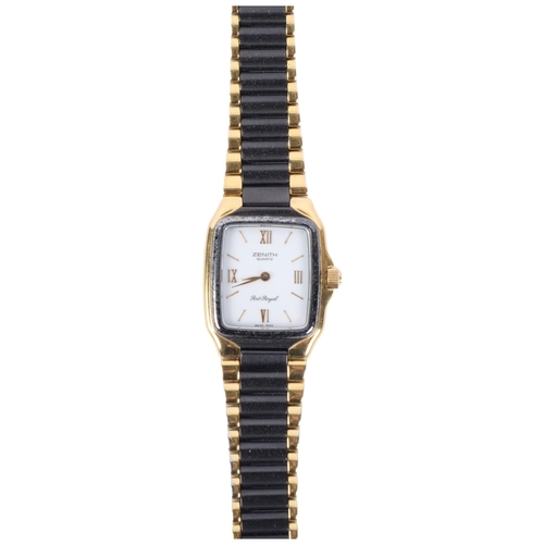 1068 - ZENITH - a lady's gold plated stainless steel Court Royal quartz bracelet watch, working order, boxe... 