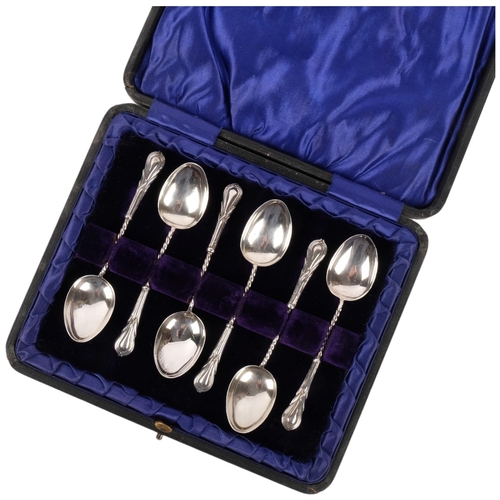 1078 - A cased set of 6 Edwardian silver teaspoons, William Devenport, Birmingham 1901, L10cm