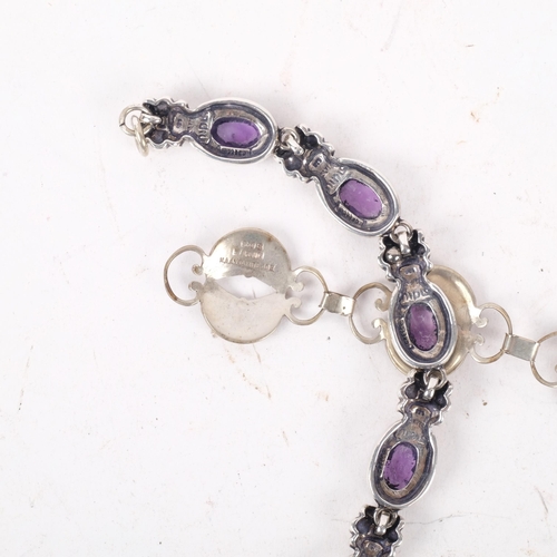 1049 - 2 silver bracelets, including Greek amethyst example, lengths 18cm and 20cm (2)