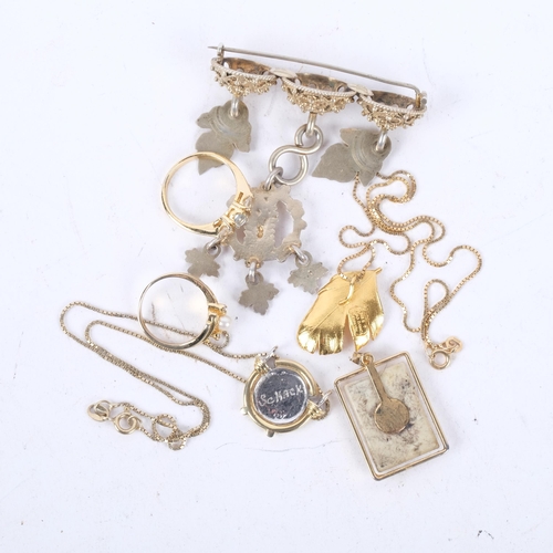 1055 - Various silver-gilt jewellery, including Norwegian Folk Art brooch, Flora Danica feather pendant nec... 