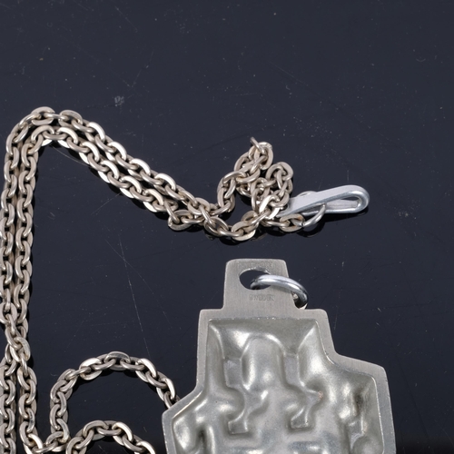 1058 - STIGBERT - a large Swedish pewter brutalist abstract pendant necklace