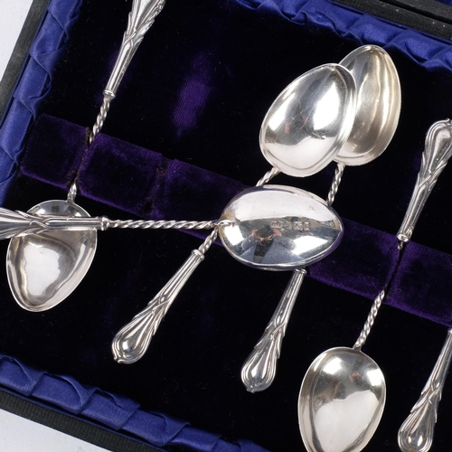 1078 - A cased set of 6 Edwardian silver teaspoons, William Devenport, Birmingham 1901, L10cm