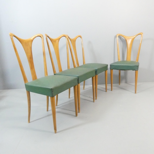 2099 - GUGLIELMO ULRICH (1904-1977), Italy, a set of 4 mid-century Italian 1940s' dining chairs, height 94c... 